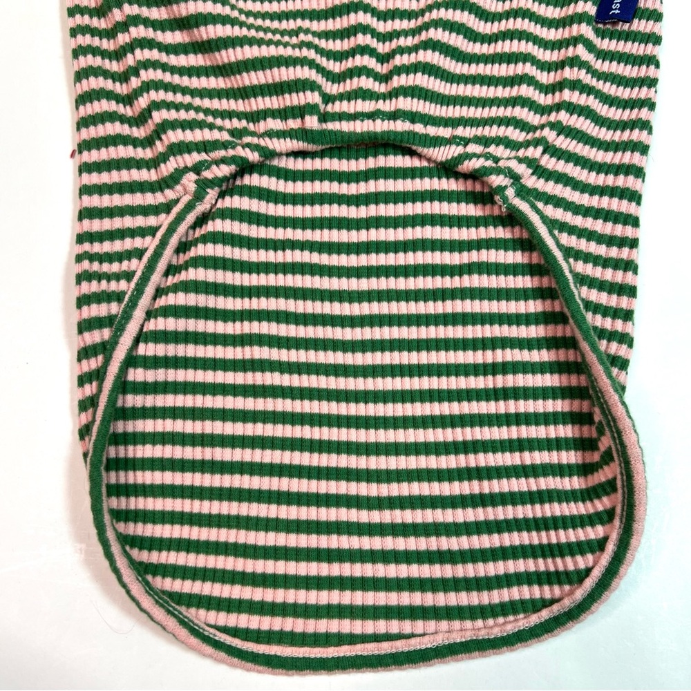 LITTLE BEAST 'Two Peas’ Sleeveless Dog Shirt Pink Green Ribbed Size XL - Picture 8 of 12